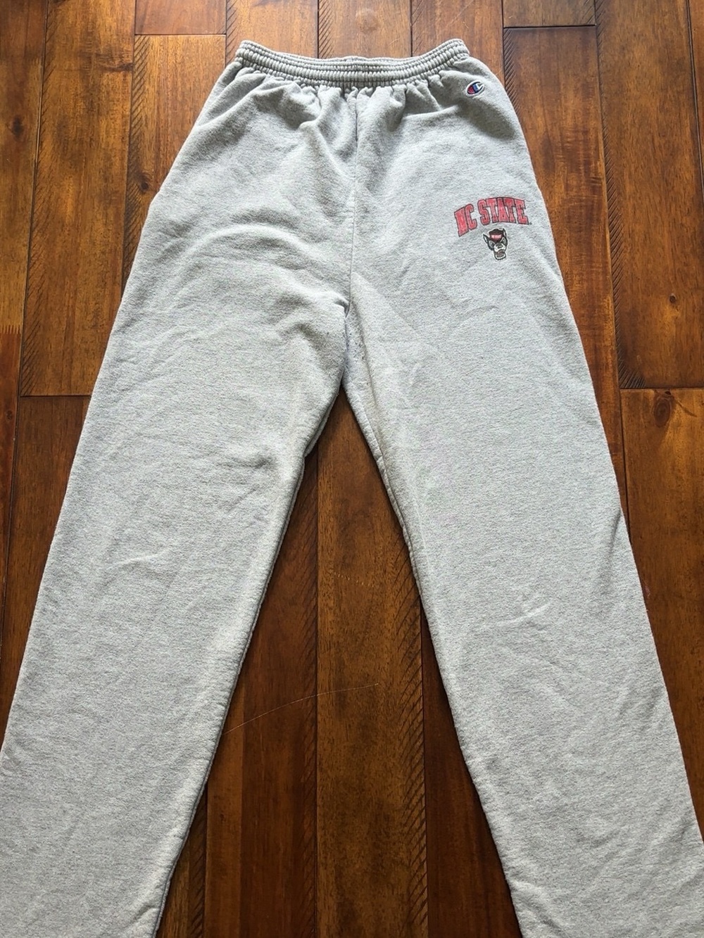 Champion Light Gray Sweatpants with Red & Blue Logo